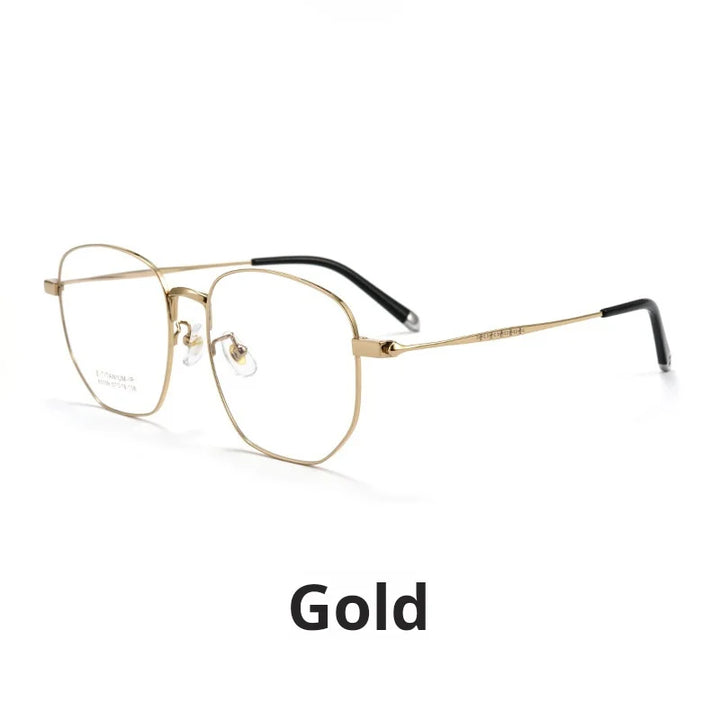 Momoja Unisex Full Rim Big Polygon Titanium Eyeglasses 75109