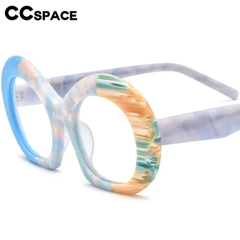 CCspace Unisex Full Rim Round Acetate Eyeglasses 57053 Full Rim CCspace
