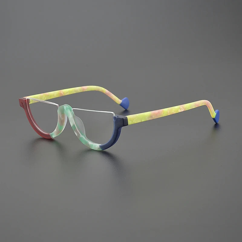 Hewei Unisex Semi Rim Oval Cat Eye Acetate Eyeglasses 9361 Semi Rim Hewei C6 CHINA