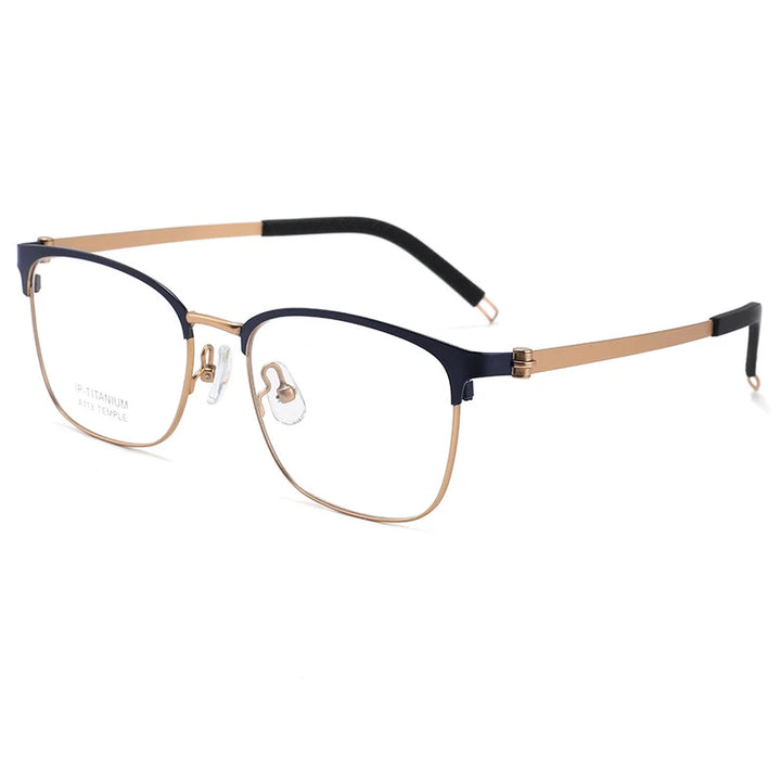Bclear Unisex Full Rim Square Titanium Eyeglasses A113 Full Rim Bclear Blue Gold