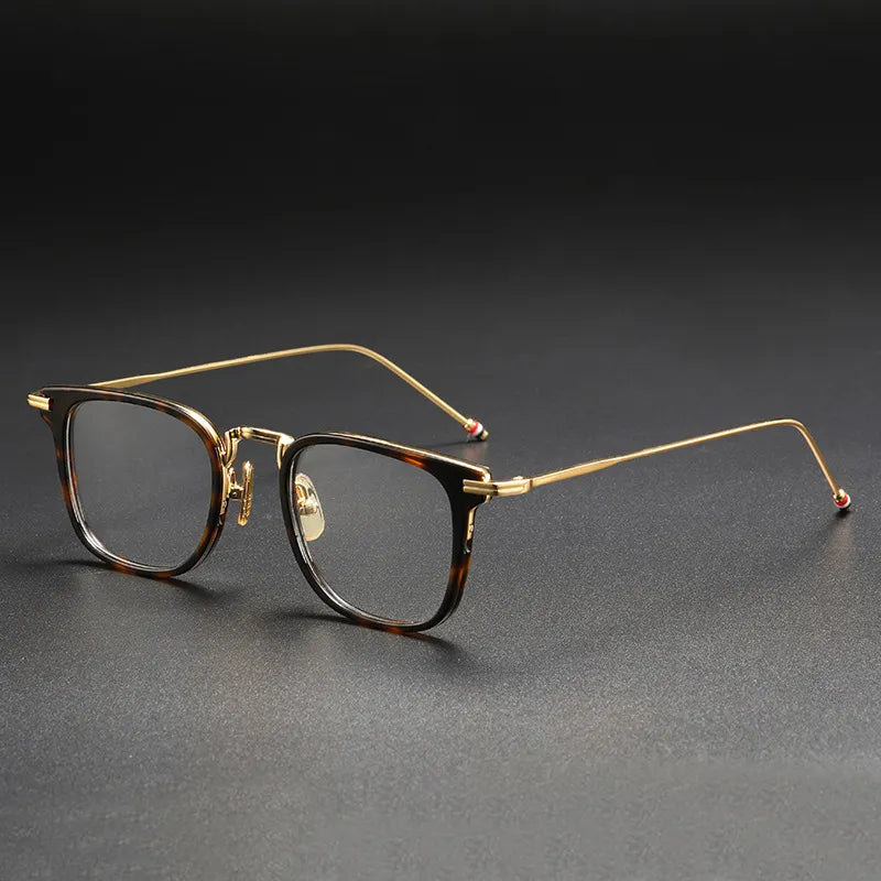 Black Mask Unisex Full Rim Square Alloy Acetate Eyeglasses 905 Full Rim Black Mask Dark Tortoise