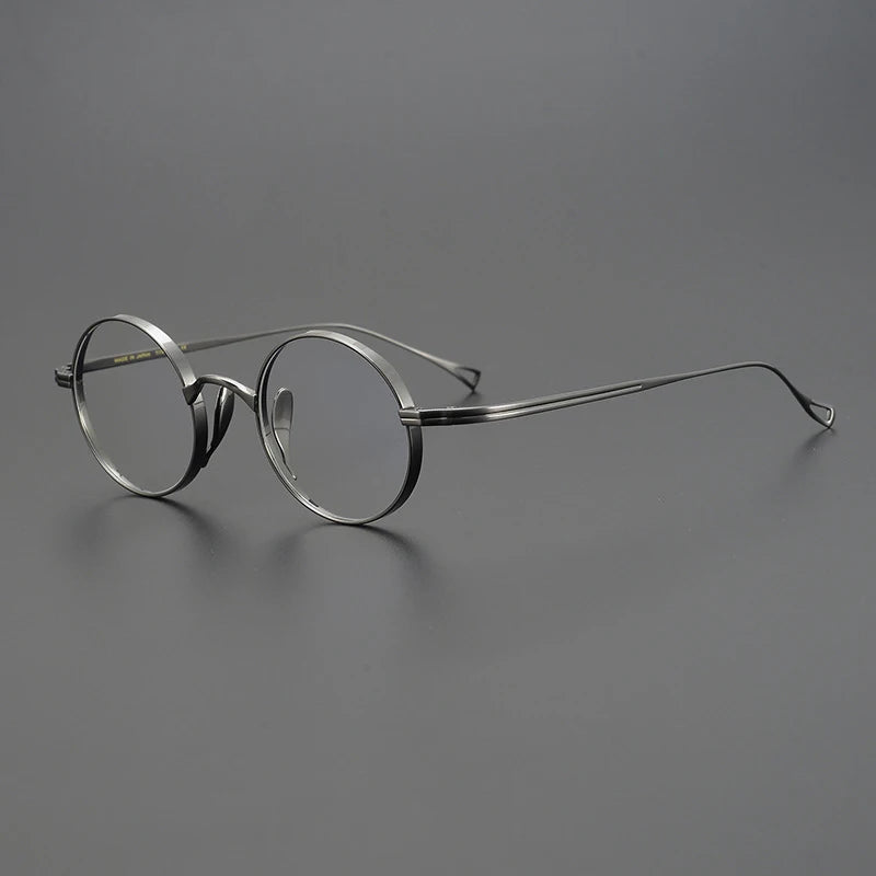 Gatenac Unisex Full Rim Small Round Titanium Eyeglasses Gxyj1446 Full Rim Gatenac Gun