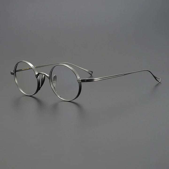 Gatenac Unisex Full Rim Small Round Titanium Eyeglasses Gxyj1446 Full Rim Gatenac Gun