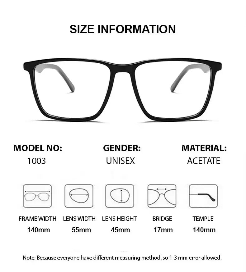 Summer Flower Men's Full Rim Square Acetate Eyeglasses 81003 Full Rim Summer Flower