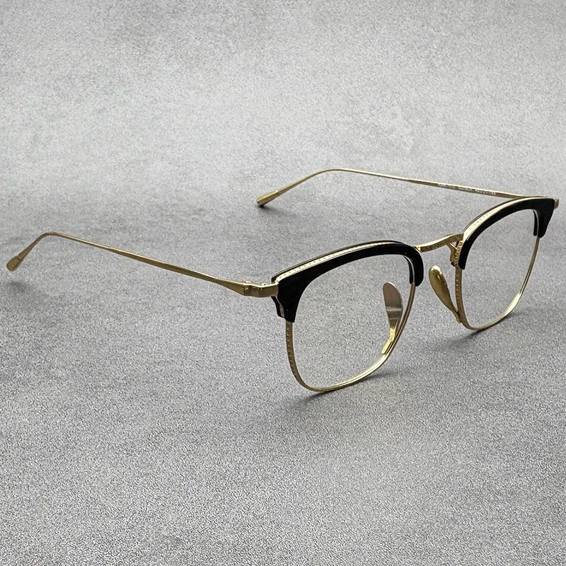 Black Mask Men's Full Rim Square Acetate Titanium Eyeglasses 41112