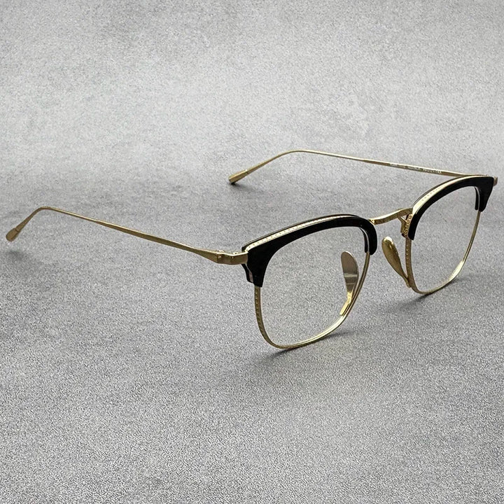 Black Mask Men's Full Rim Square Acetate Titanium Eyeglasses 41112