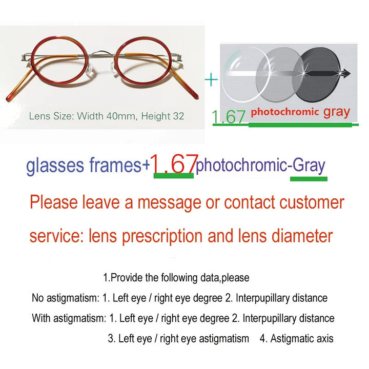 Yujo Unisex Full Rim Oval Steel Acetate Custom Eyeglasses 61432
