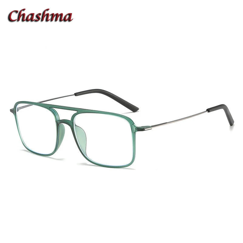 Chashma Ochki Women's Full Rim Square Double Bridge Ultem Titanium Eyeglasses 3121