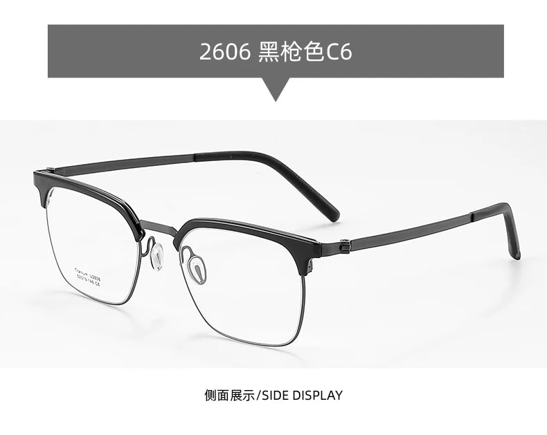 Reven Jate Unisex Full Rim Browline Square Titanium Eyeglasses 2606 Full Rim Reven Jate