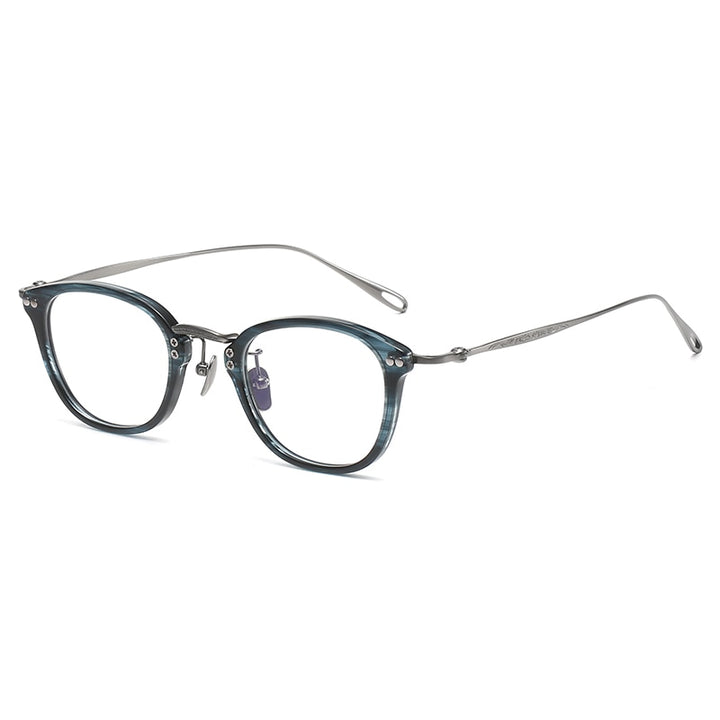 Gatenac Unisex Full Rim Square Titanium Acetate Eyeglasses Gxyj1091 Full Rim Gatenac Blue