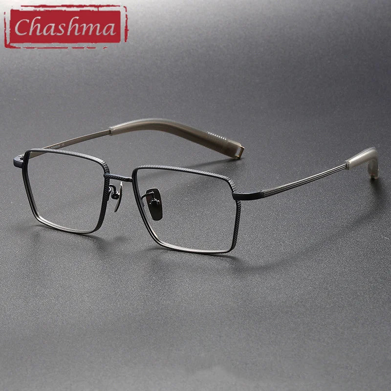 Chashma Ottica Men's Full Rim Square Titanium Eyeglasses 07519 Full Rim Chashma Ottica Blue Gray  