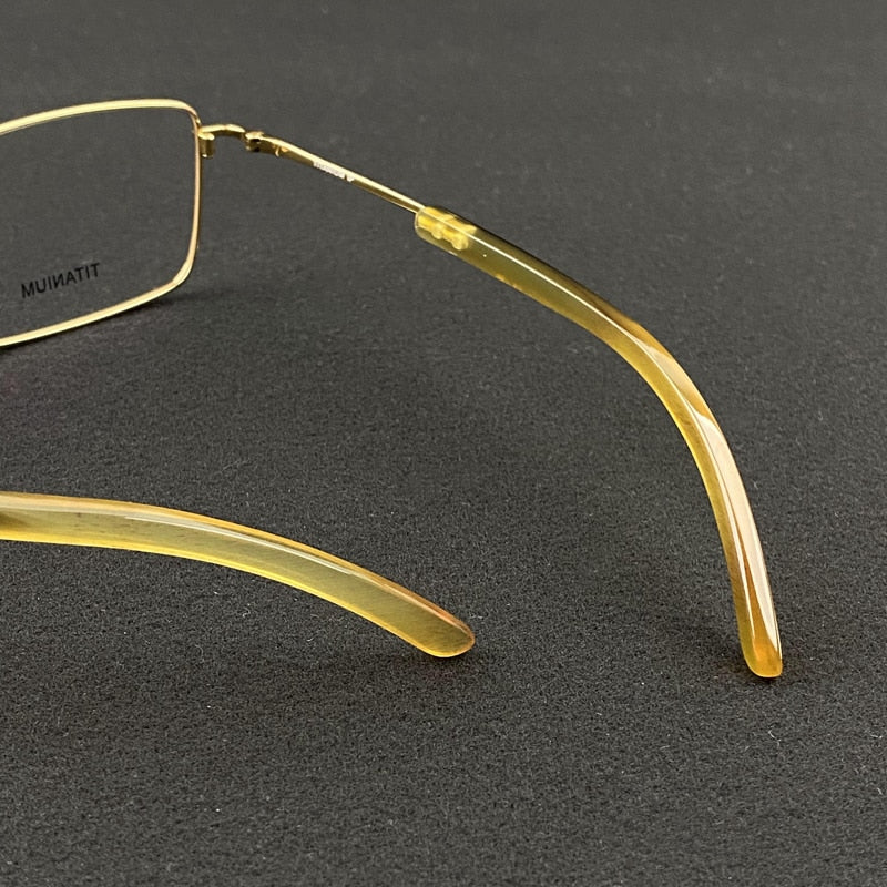 Muzz Unisex Full Rim Square Titanium Buffalo Horn Temple Eyeglasses 2301 Full Rim Muzz