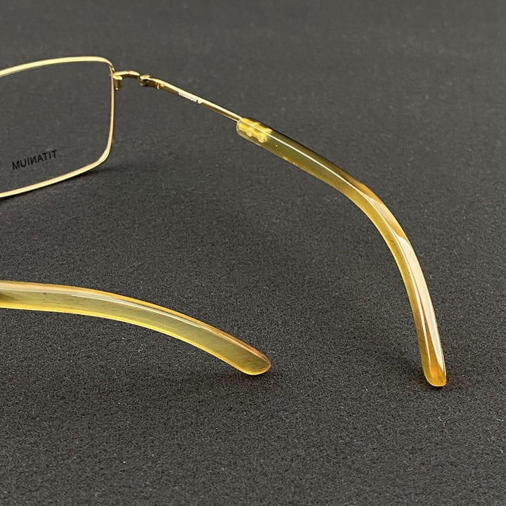 Muzz Unisex Full Rim Square Titanium Buffalo Horn Temple Eyeglasses 2301 Full Rim Muzz