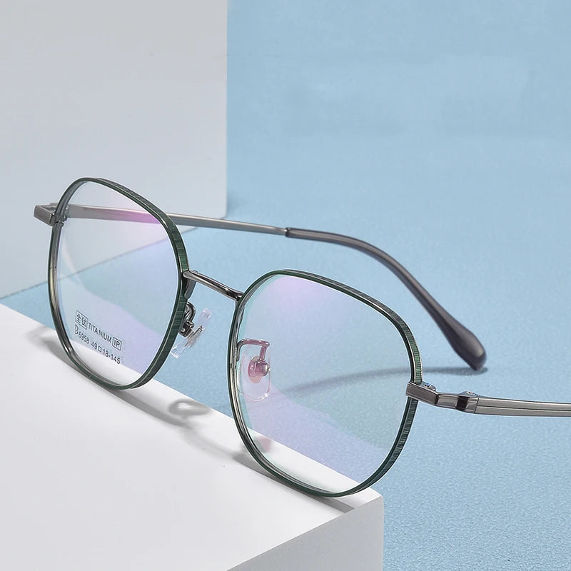 Bclear Women's Full Rim Polygonal Titanium Eyeglasses My6958 Full Rim Bclear