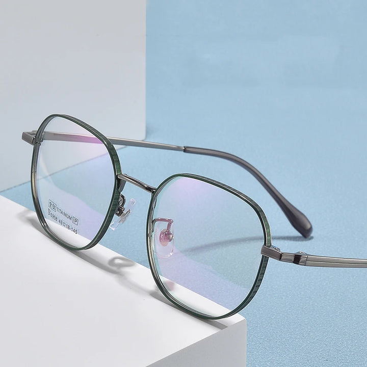 Bclear Women's Full Rim Polygonal Titanium Eyeglasses My6958 Full Rim Bclear