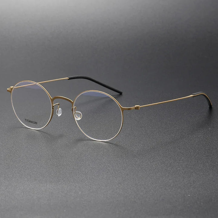 Black Mask Women's Full Rim Round Screwless Titanium Eyeglasses 65504