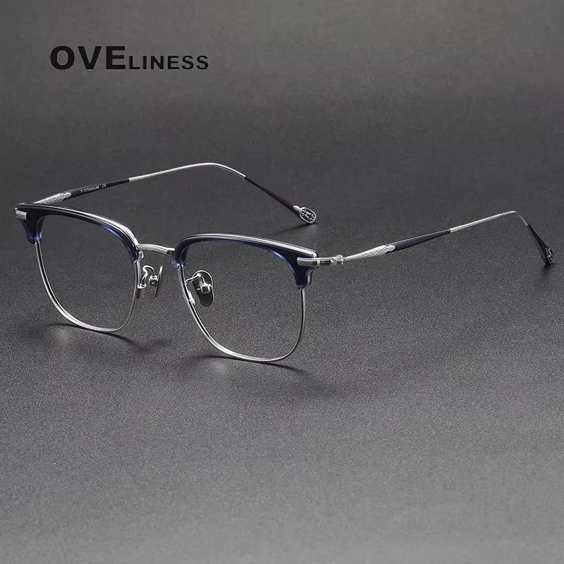 Oveliness Unisex Full Rim Square Acetate Titanium Eyeglasses 80901