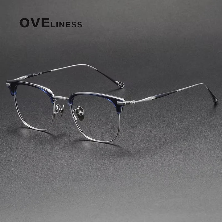 Oveliness Unisex Full Rim Square Acetate Titanium Eyeglasses 80901