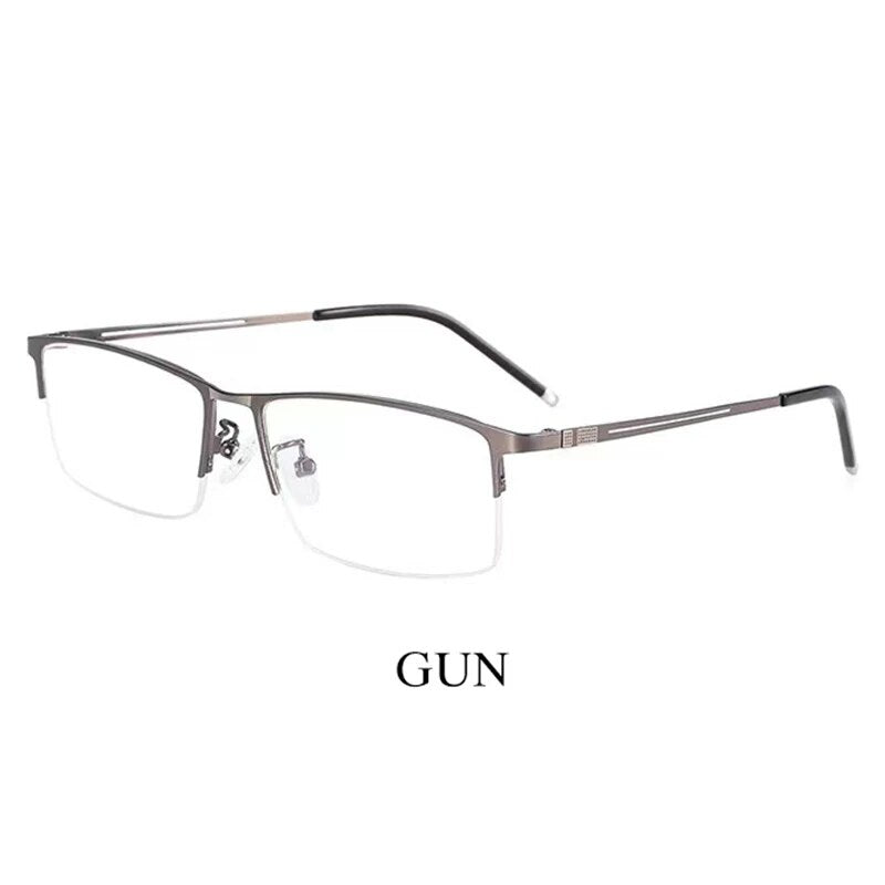 Hotochki Men's Semi Rim Square Alloy Eyeglasses P9031 Semi Rim Hotochki Gray