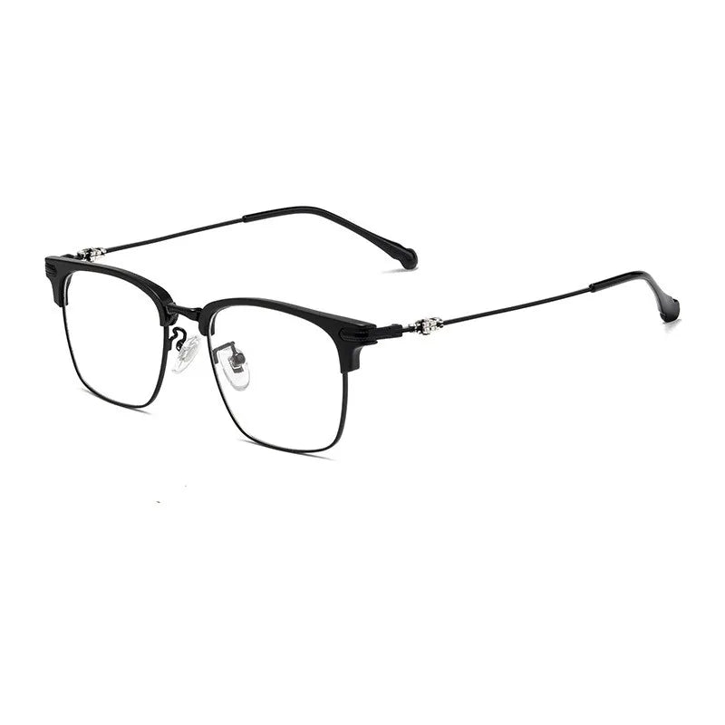 Kocolior Unisex Full Rim Square Titanium Alloy Hyperopic Reading Glasses 8366 Reading Glasses Kocolior Black 0