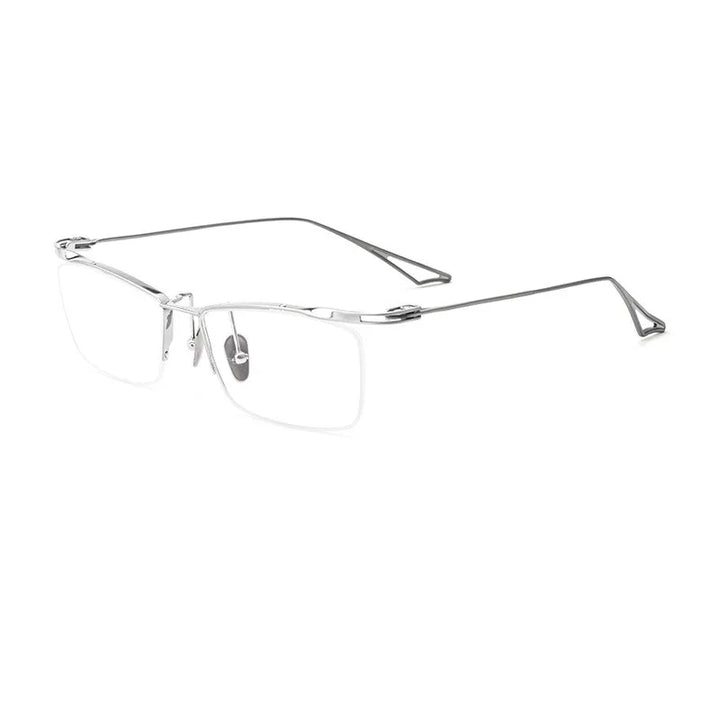 Kocolior Unisex Semi Rim Brow Line Square Titanium Eyeglasses 2266 Semi Rim Kocolior Silver