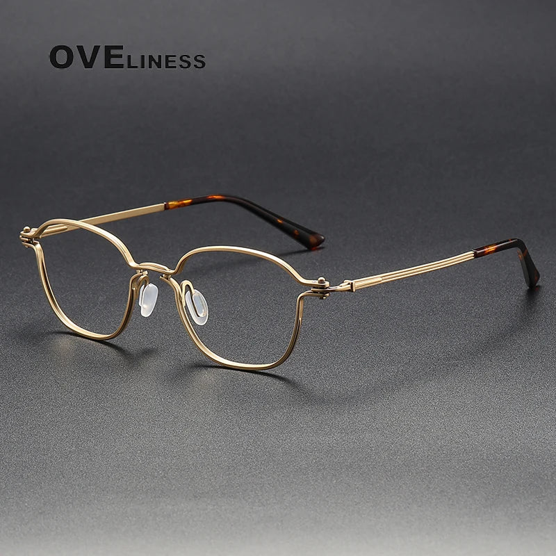 Oveliness Unisex Full Rim Round Titanium Eyeglasses C207 Full Rim Oveliness gold  