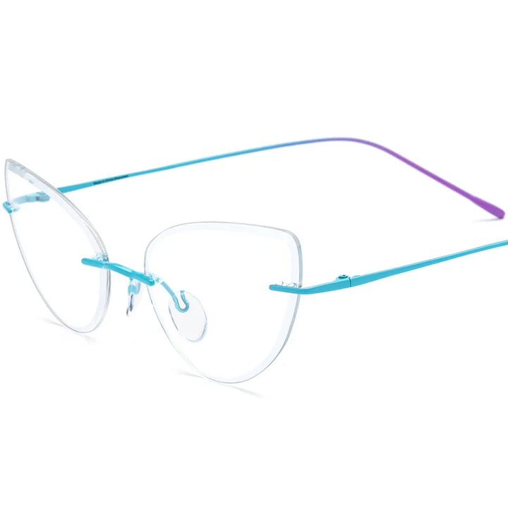 Nobler Unisex Rimless Oval Cat Eye Titanium Eyeglasses 185909