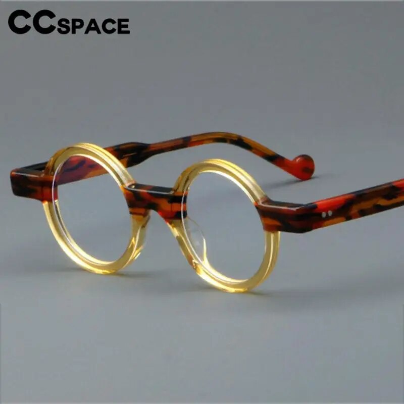 CCspace Unisex Full Rim Round Acetate Eyeglasses 57029 Full Rim CCspace