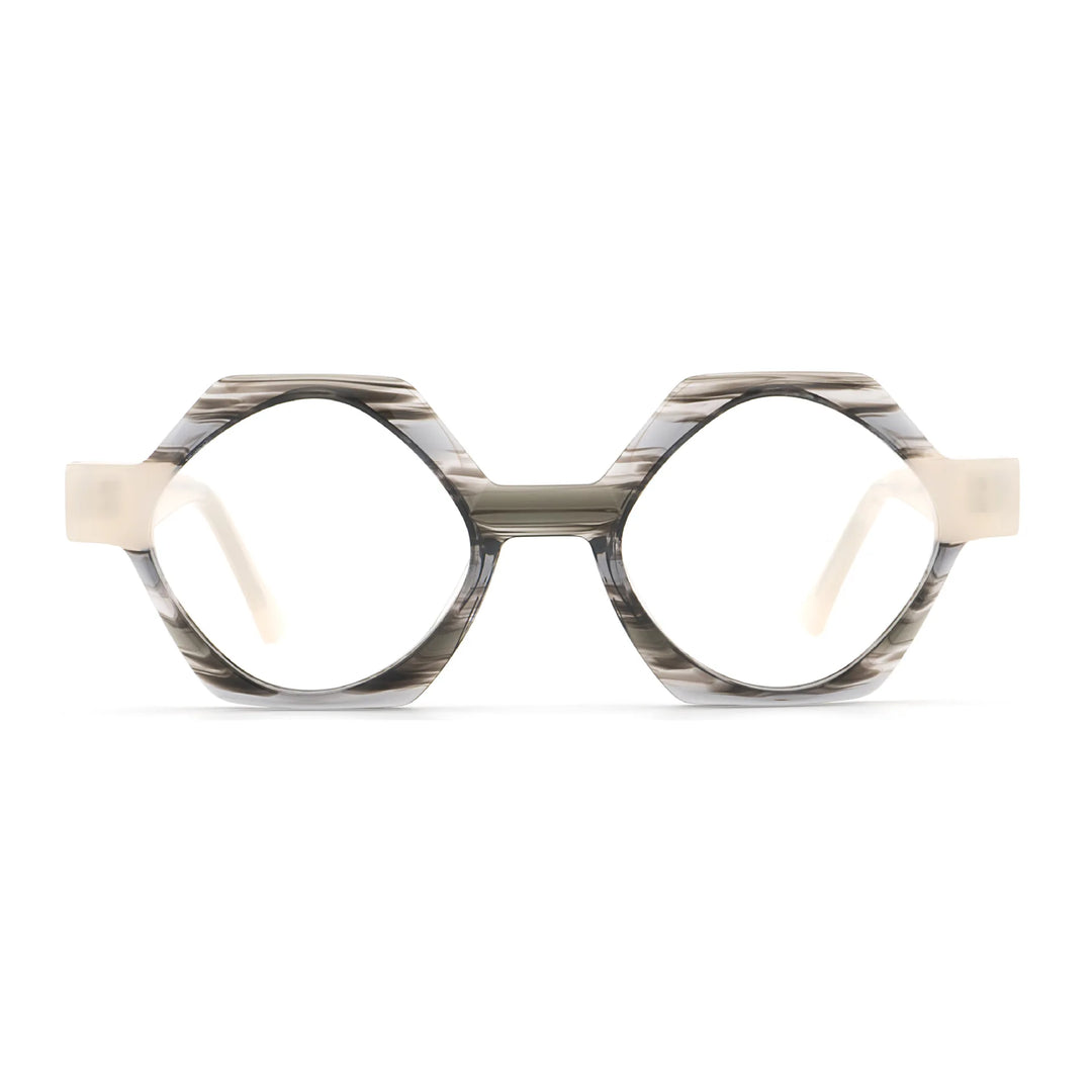Hewei Women's Full Rim Flat Top Polygon Acetate Eyeglasses 923074