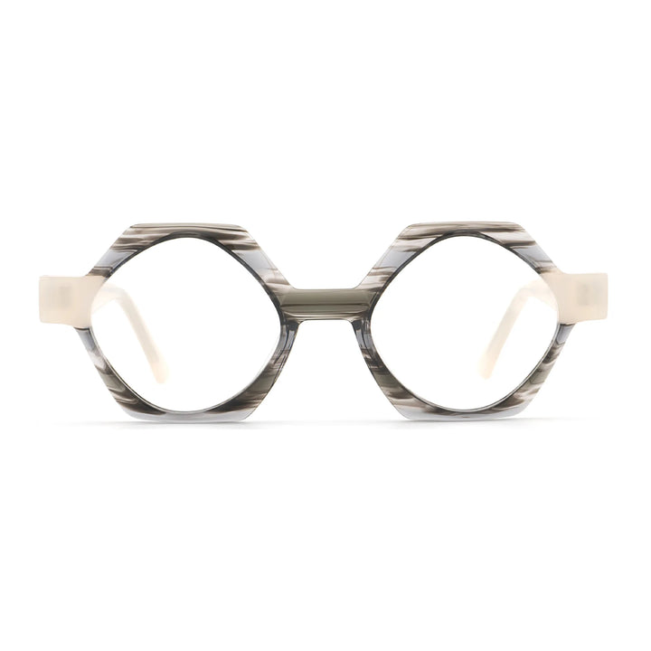 Hewei Women's Full Rim Flat Top Polygon Acetate Eyeglasses 923074