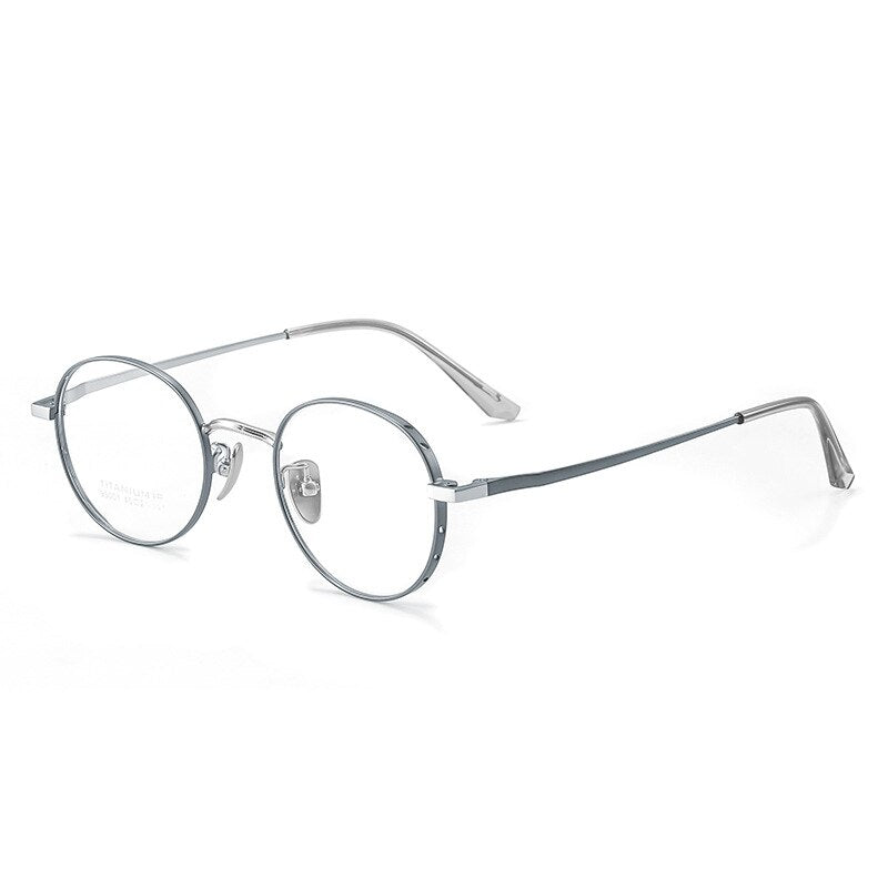KatKani Unisex Full Rim Round Titanium Eyeglasses Full Rim KatKani Eyeglasses Gray  