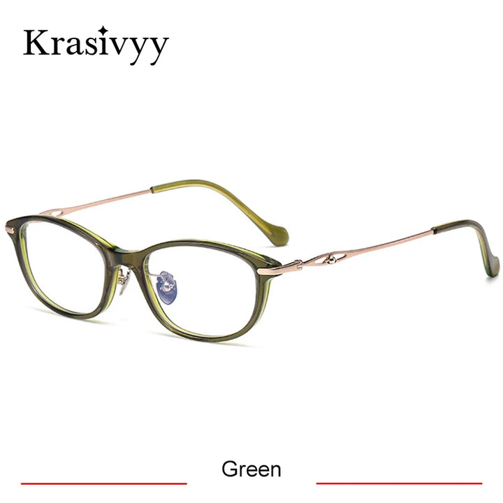 Krasivyy Unisex Full Rim Oval Square Titanium Acetate Eyeglasses 316891