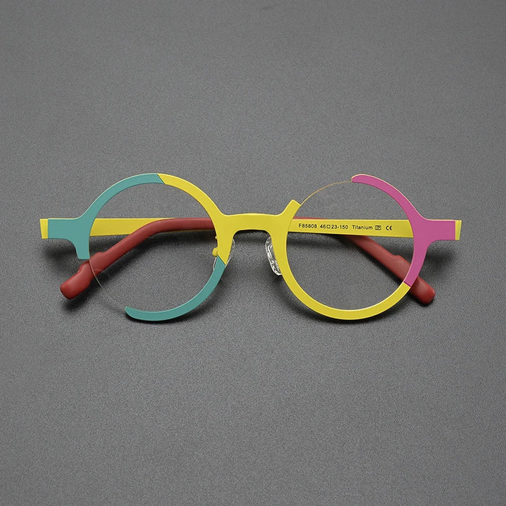 Nobler Unisex Semi Rim Round Titanium Eyeglasses 5808 Full Rim Nobler C2