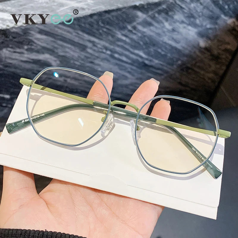 Vicky Women's Full Rim Polygon Oval Alloy Reading Glasses 318219