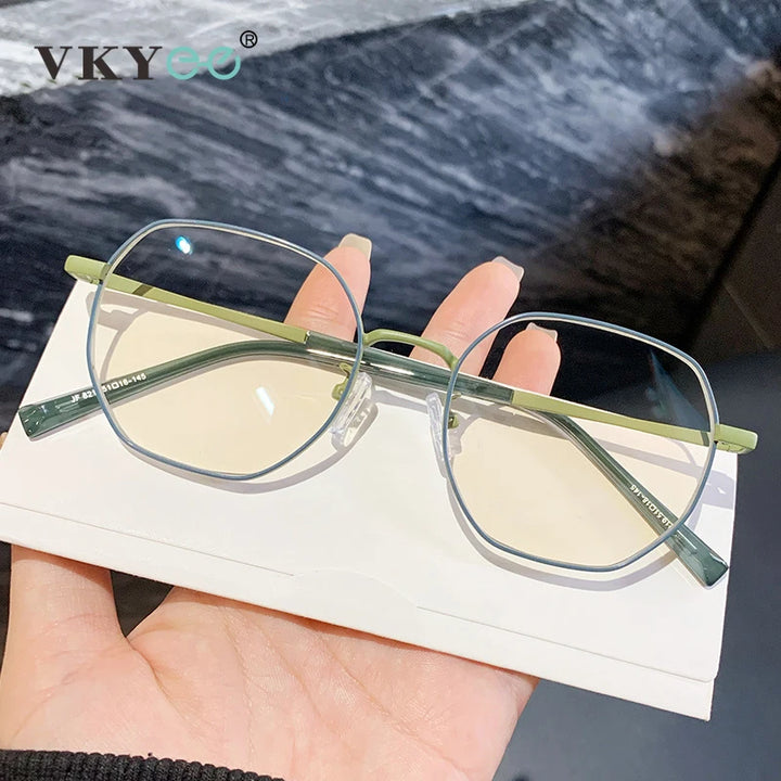 Vicky Women's Full Rim Polygon Oval Alloy Reading Glasses 318219