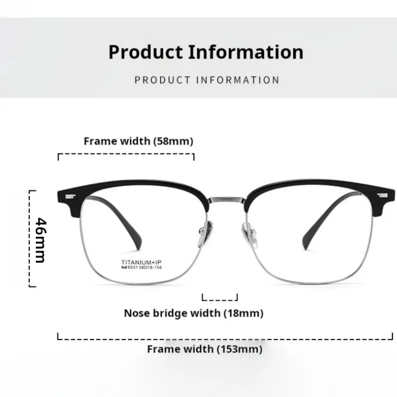 Momoja Men's Full Rim Big Square Titanium Tr 90 Eyeglasses 726031