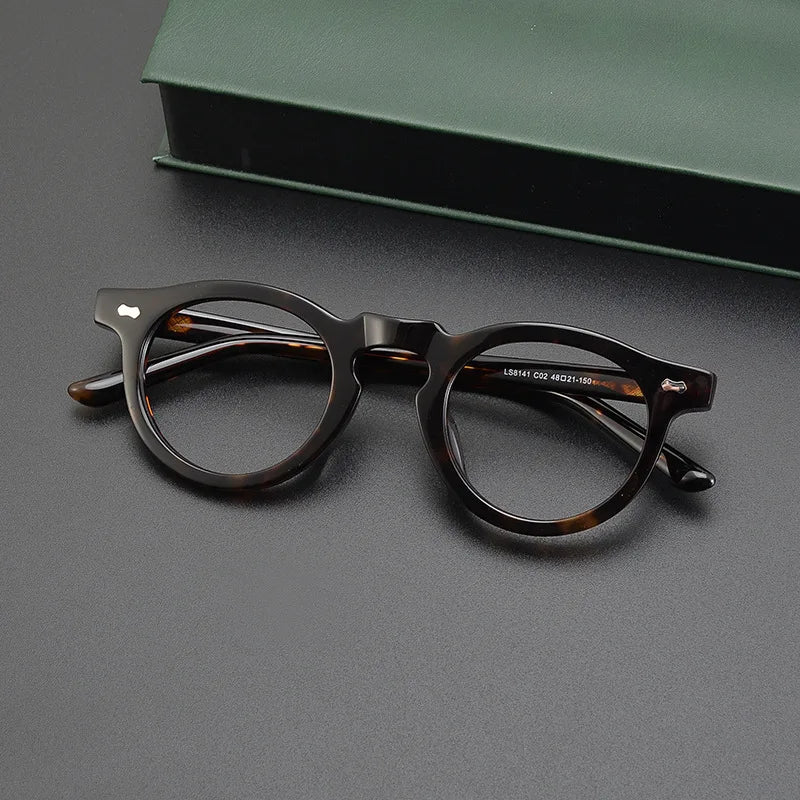 CCspace Unisex Full Rim Round Acetate Eyeglasses 57331 Full Rim CCspace leopard