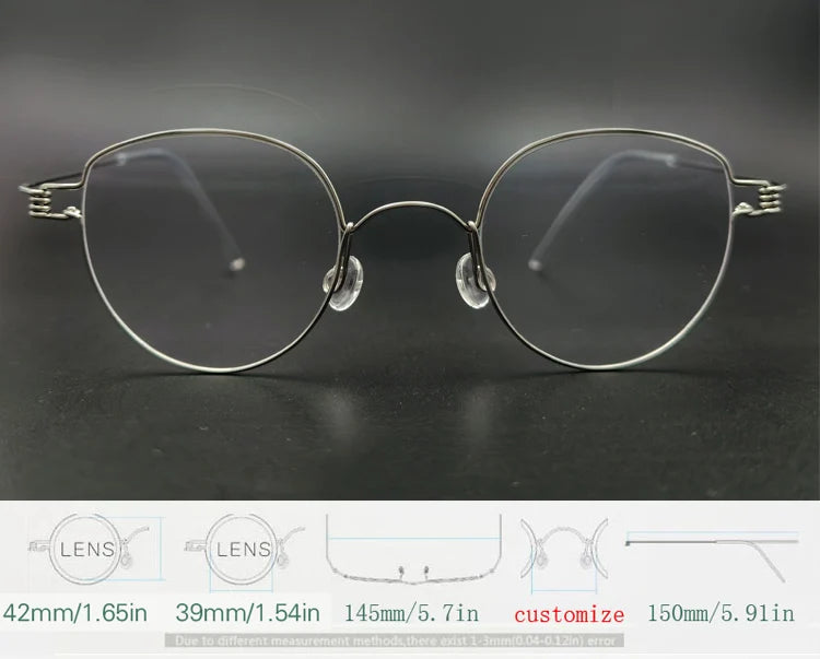 Yujo Unisex Full Rim Round Screwless Stainless Steel Eyeglasses 15039 Full Rim Yujo C1 CHINA