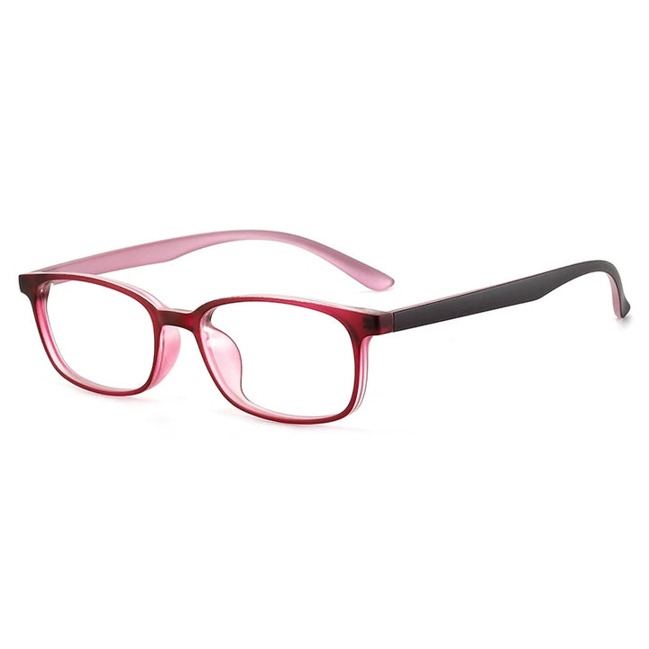 Reven Jate Unisex Small Full Rim Square Plastic Eyeglasses 1056 Full Rim Reven Jate red purple