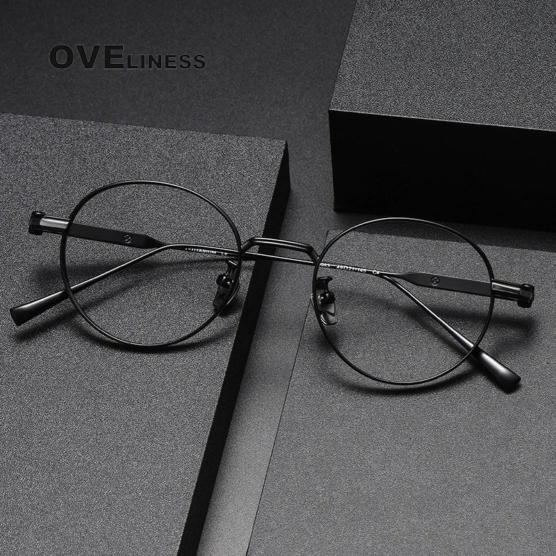 Oveliness Unisex Full Rim Round Titanium Eyeglasses 80983 Full Rim Oveliness