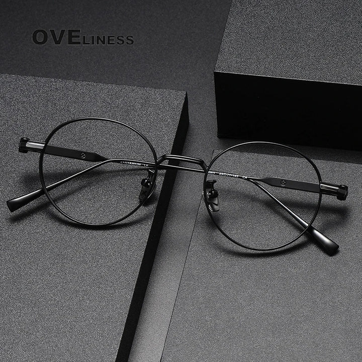 Oveliness Unisex Full Rim Round Titanium Eyeglasses 80983 Full Rim Oveliness