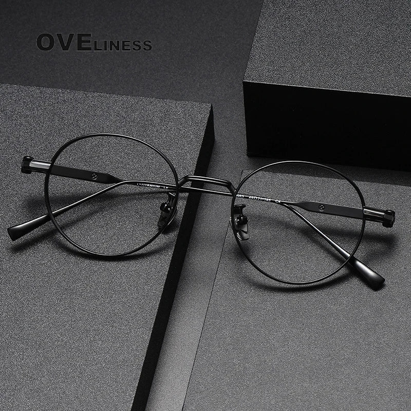 Oveliness Unisex Full Rim Round Titanium Eyeglasses 80983 Full Rim Oveliness   