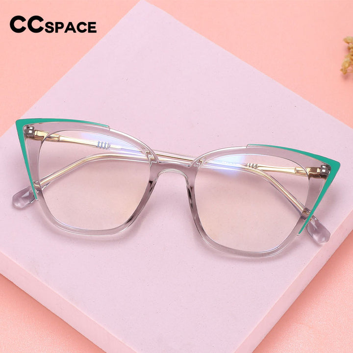 CCspace Unisex Full Rim Square Cat Eye Tr 90 Alloy Eyeglasses 56381 Full Rim CCspace