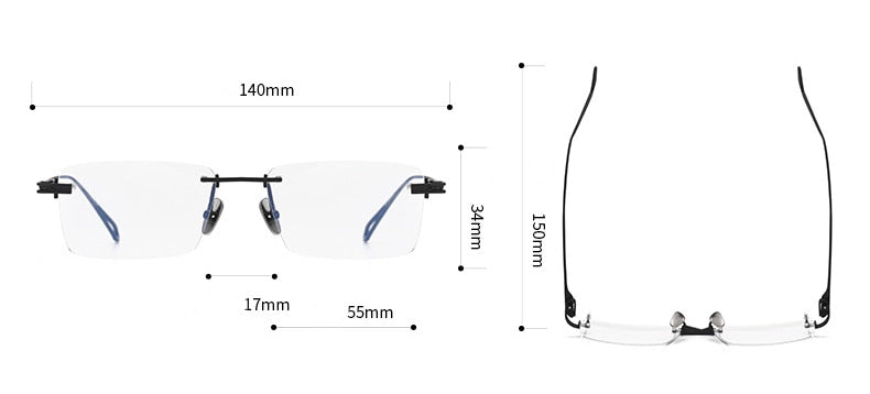 CCspace Unisex Rimless Square Titanium Eyeglasses 56511 Rimless CCspace