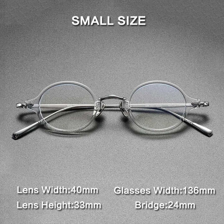 Gatenac Unisex Full Rim Round Small Acetate Titanium Eyeglasses Gxyj890 Full Rim Gatenac Small Transparent