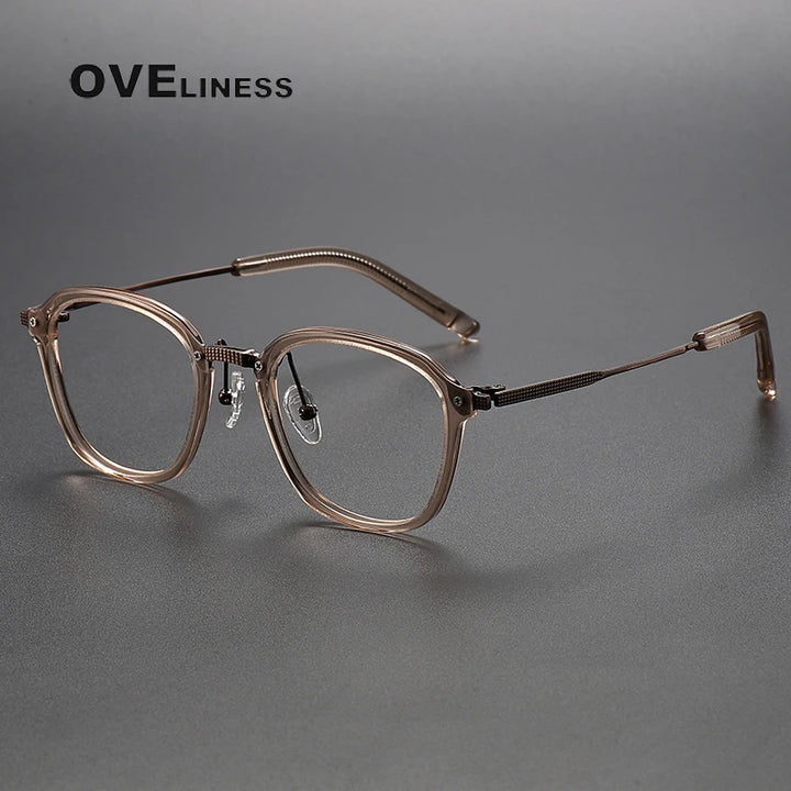Oveliness Unisex Full Rim Square Titanium Eyeglasses M109 Full Rim Oveliness tea bronze