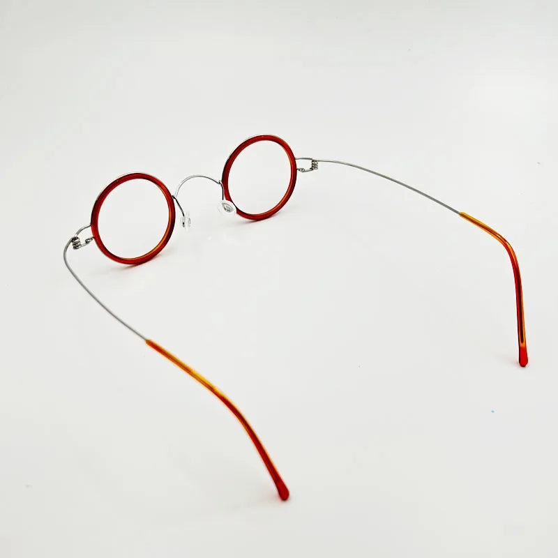 Yujo Unisex Full Rim Round Stainless Steel Acetate Custom Eyeglasses Y3434 Full Rim Yujo