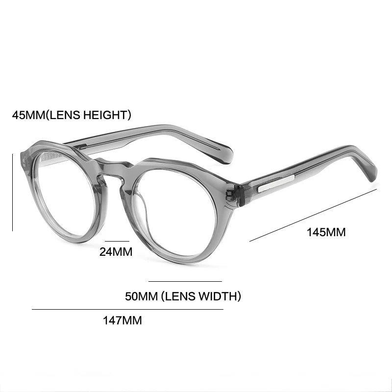 Gatenac Unisex Big Full Rim Round Acetate Eyeglasses Gxyj1197 Full Rim Gatenac