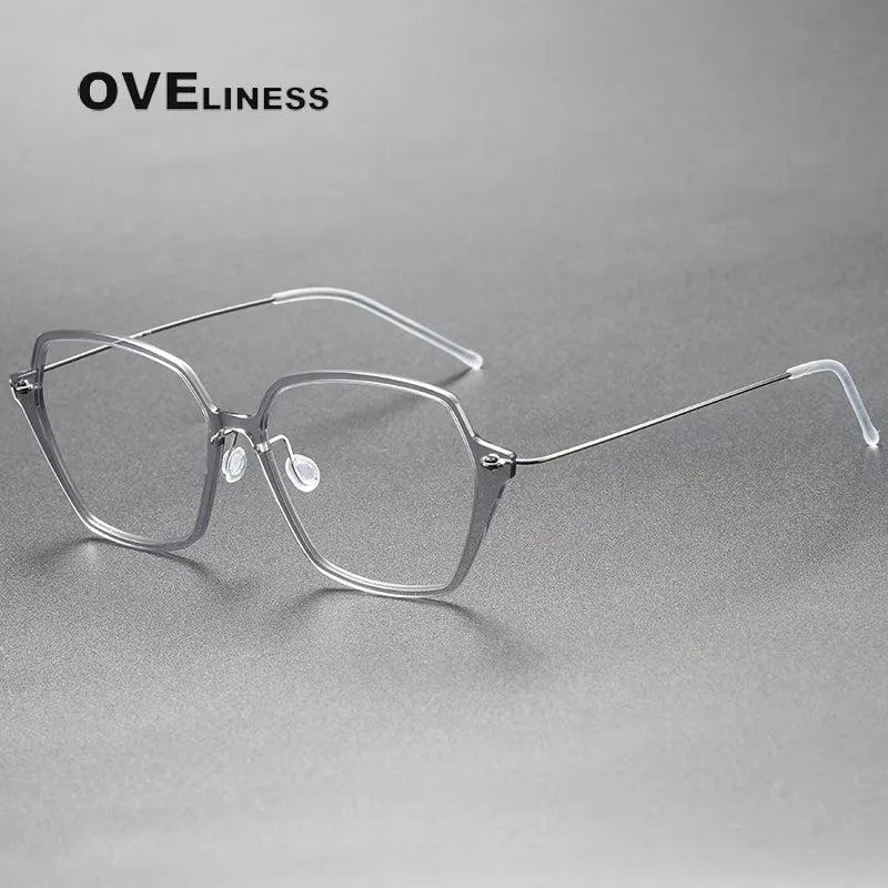 Oveliness Unisex Full Rim Square Acetate Titanium Eyeglasses 6621 Full Rim Oveliness light gray