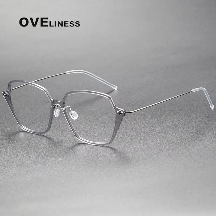 Oveliness Unisex Full Rim Square Acetate Titanium Eyeglasses 6621 Full Rim Oveliness light gray